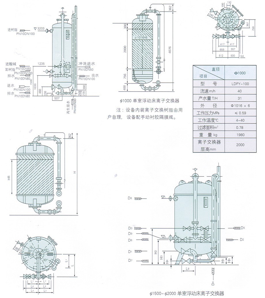 单室浮动床离子交换器